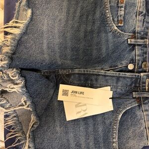 Zara Frayed Hem Blue Jean Shorts